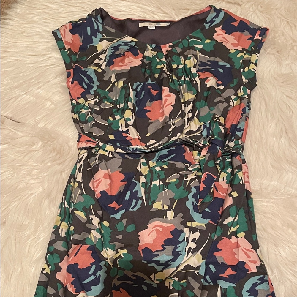 Boden Multicolor Floral Dress with Cap Sleeves
